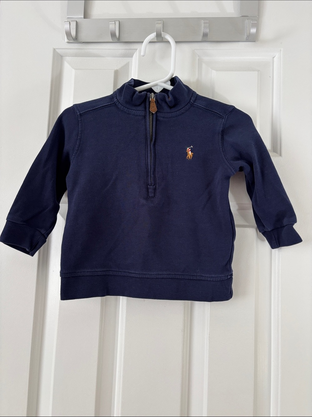 Ralph Lauren Navy Half-Zip Hoodie with Embroidered Pony